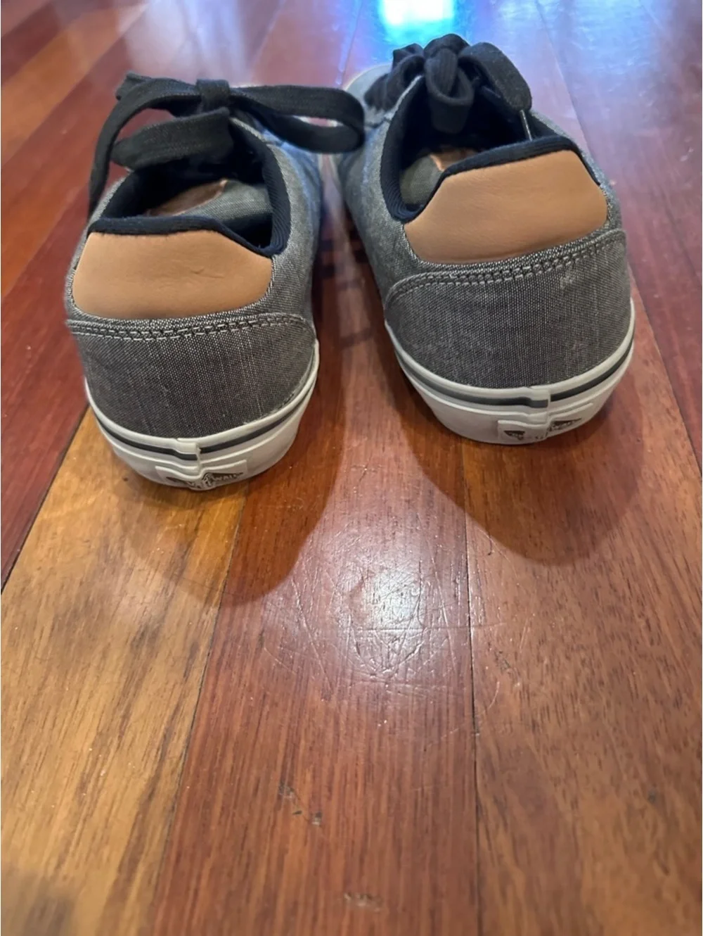 Vans Gray Canvas Low-Top Sneakers with Tan Heel Tab